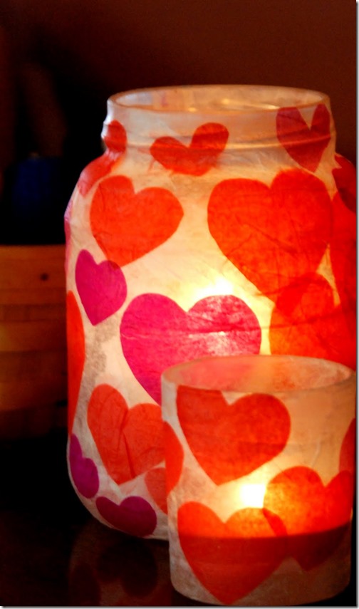 Tissue Paper Votives - Mason Jar Crafts Love